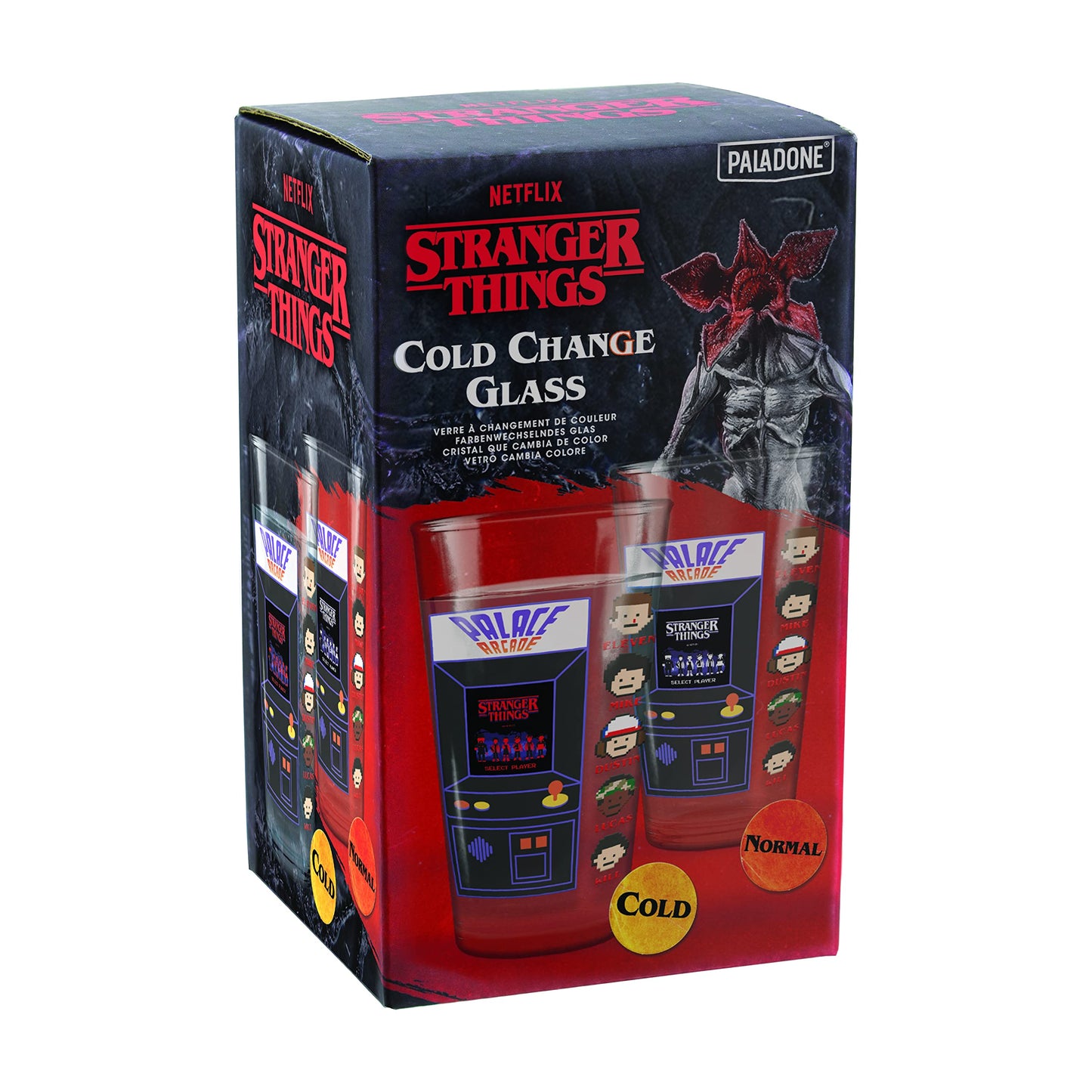 Stranger Things Palace Arcade Machine Colour Change Drinking Glass | Officially Licensed Horror Movie Merchandise