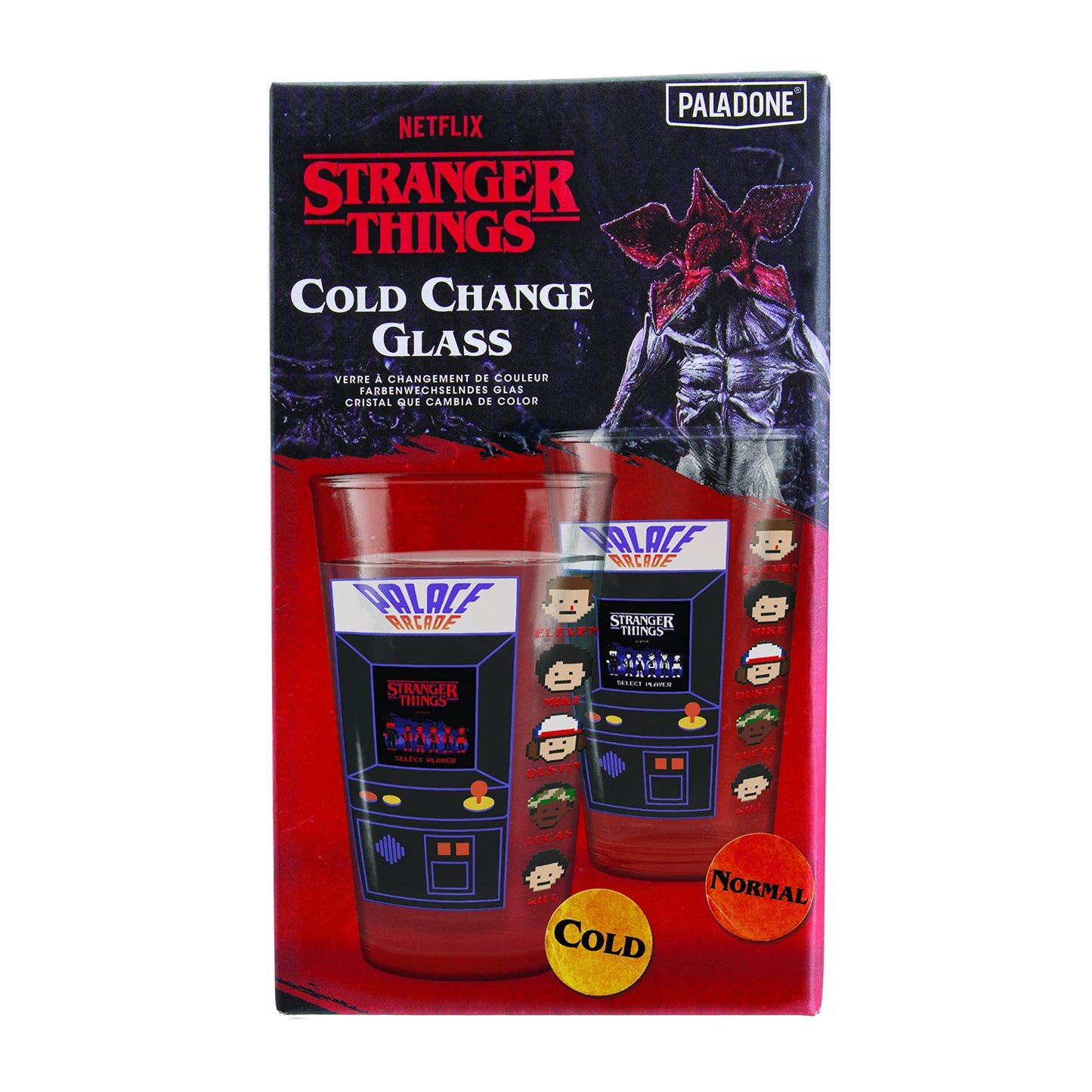 Stranger Things Palace Arcade Machine Colour Change Drinking Glass | Officially Licensed Horror Movie Merchandise