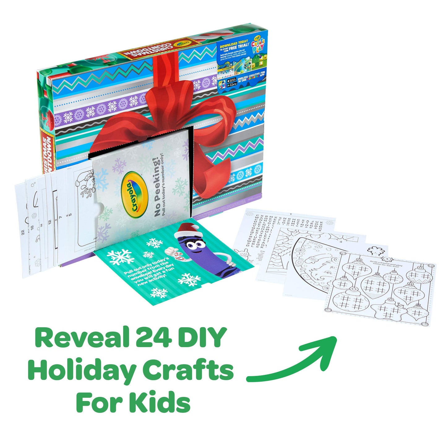 Crayola Kids Advent Calendar, Christmas Countdown Calendar, 24 Crafts, Gift