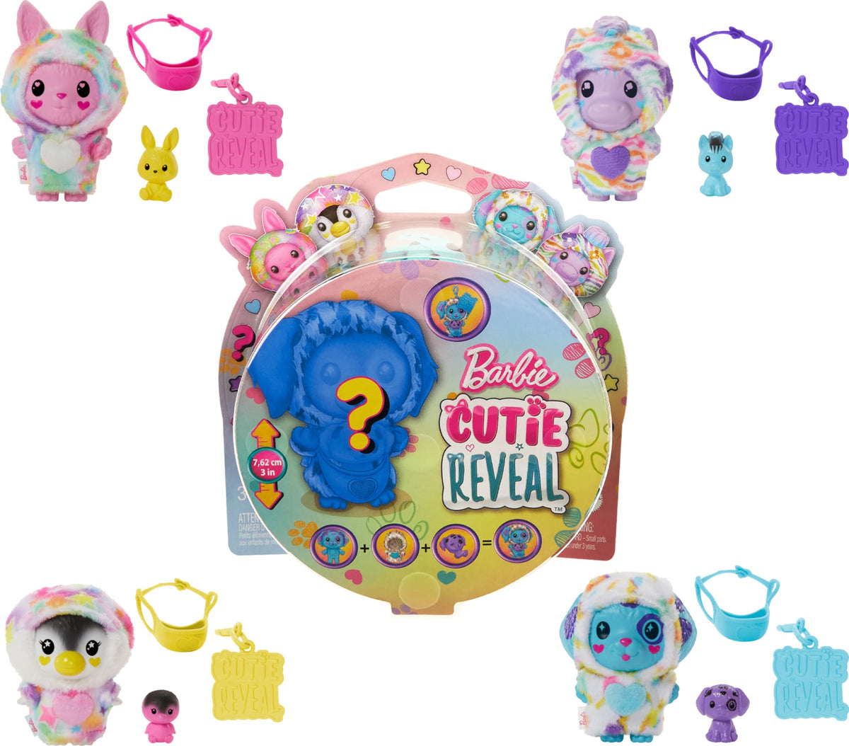 Barbie Cutie Reveal Animal Color Dream-Themed Pet & Accessories with 5 Surprises Including Mini Pet, Color Change & Clip