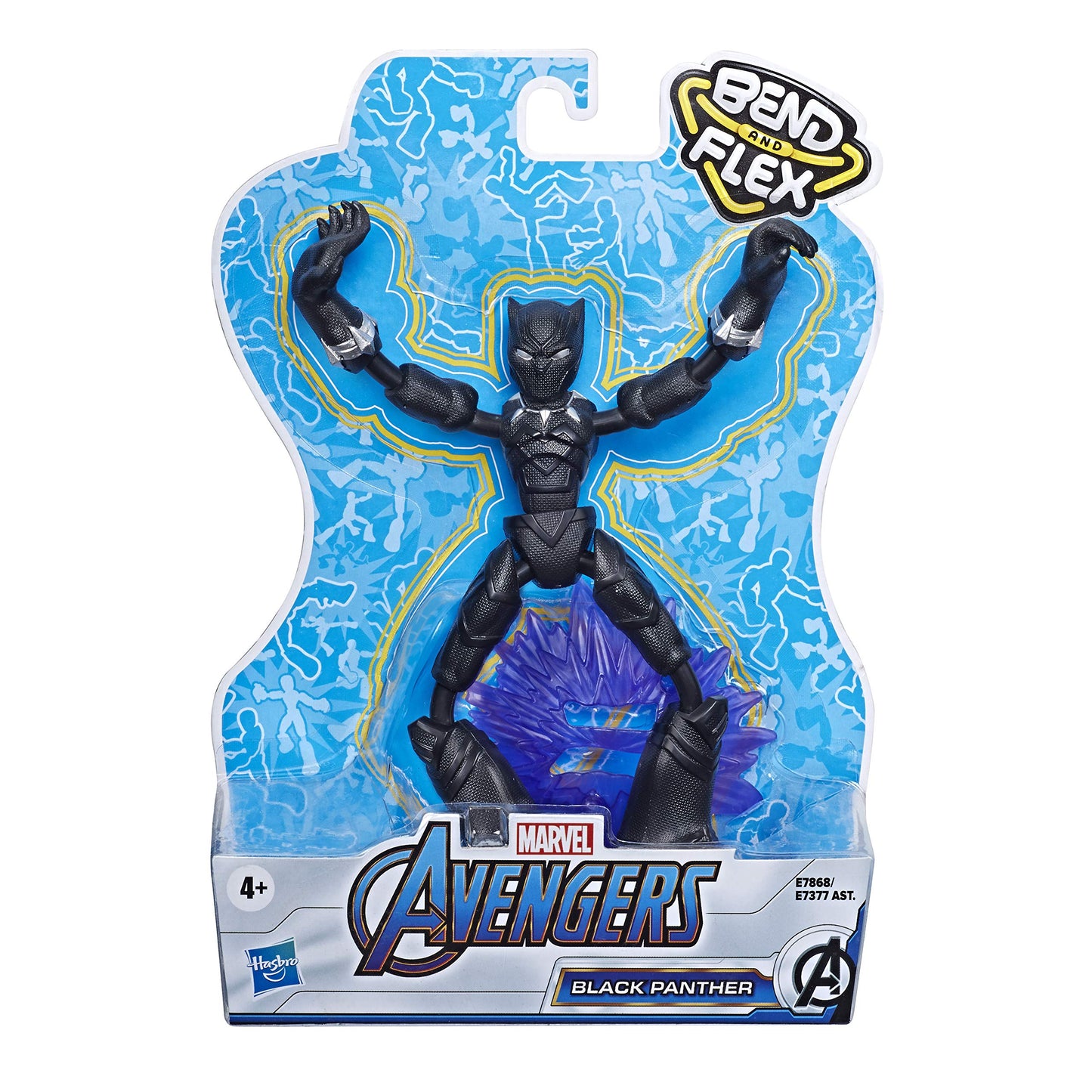 Avengers E7868 Marvel Bend and Flex Action Figure Toy, 6-Inch Flexible Black Panther, Includes Accessory, Ages 4 and Up, Multicoloured