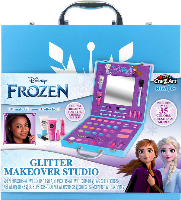 Disney Frozen Glitter Makeover Studio Beauty Kit – All-in-One Beauty for Eyes, Cheeks and Lips