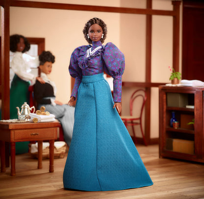 Barbie Inspiring Women Doll, Madam C.J. Walker Wearing Puff Sleeve Blouse, Full-Length Skirt & Accessories, Collectible with Doll Stand & Certificate of Authenticity