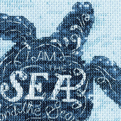 Dimensions Sea Turtle Animal Counted Cross Stitch Kit for Beginners, 6" x 6", 14 Cnt. Light Blue Aida