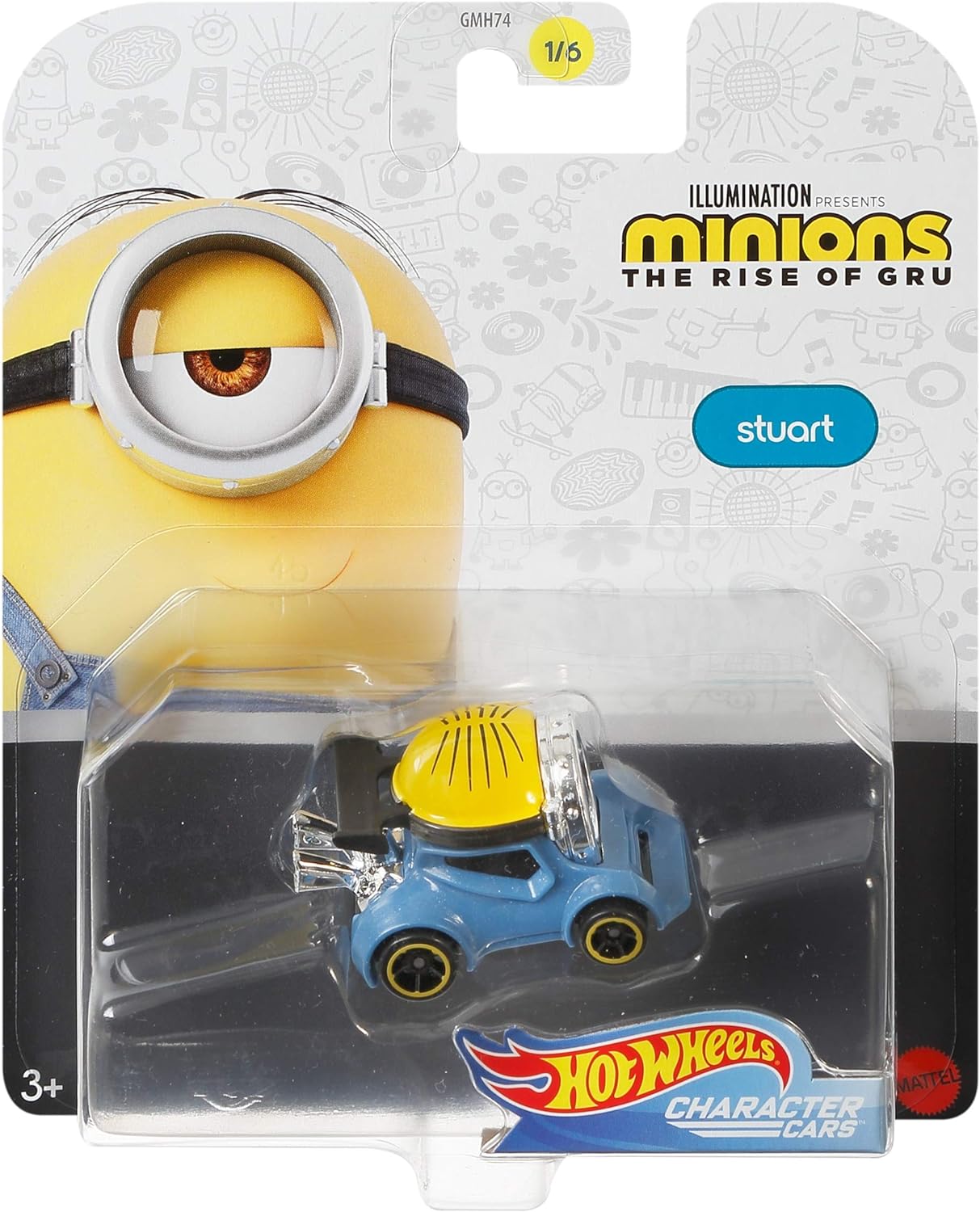 Hot Wheels Minions The Rise of Gru Character Car - Stuart - 1/6