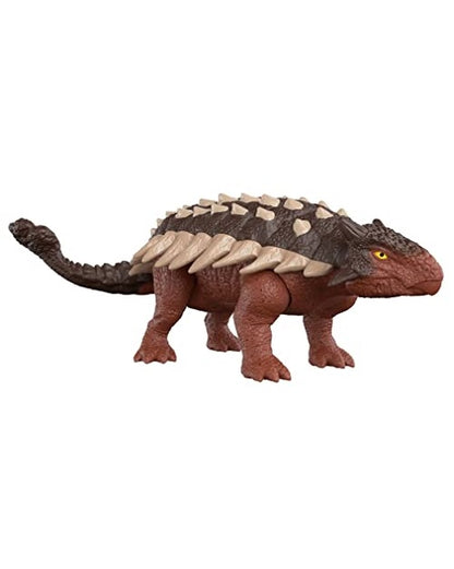 Jurassic World Dominion Roar Strikers Ankylosaurus Dinosaur Action Figure with Roaring Sound and Attack Action, Toy Gift Physical & Digital Play