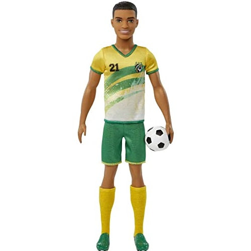 Barbie Soccer Ken Doll with Short Cropped Hair, Colorful #21 Uniform, Cleats, & Tall Socks, Soccer'