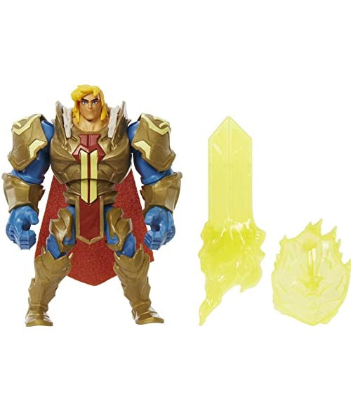 He-Man and the Masters of the Universe He-Man Action Figure in Grayskull Armor with Power Attack Move & 2 Accessories Inspired by MOTU Netflix Animated Series, 5.5-in Collectible Toy for Kids Ages 4+