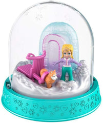 Polly Pocket Mini Snow Globe Dog Sled Winter Playset
