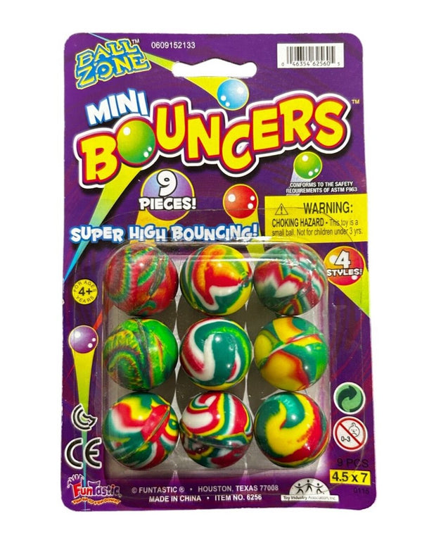 Mini Bounce Balls Set of 9 | High-Bounce Fun in 4 Styles