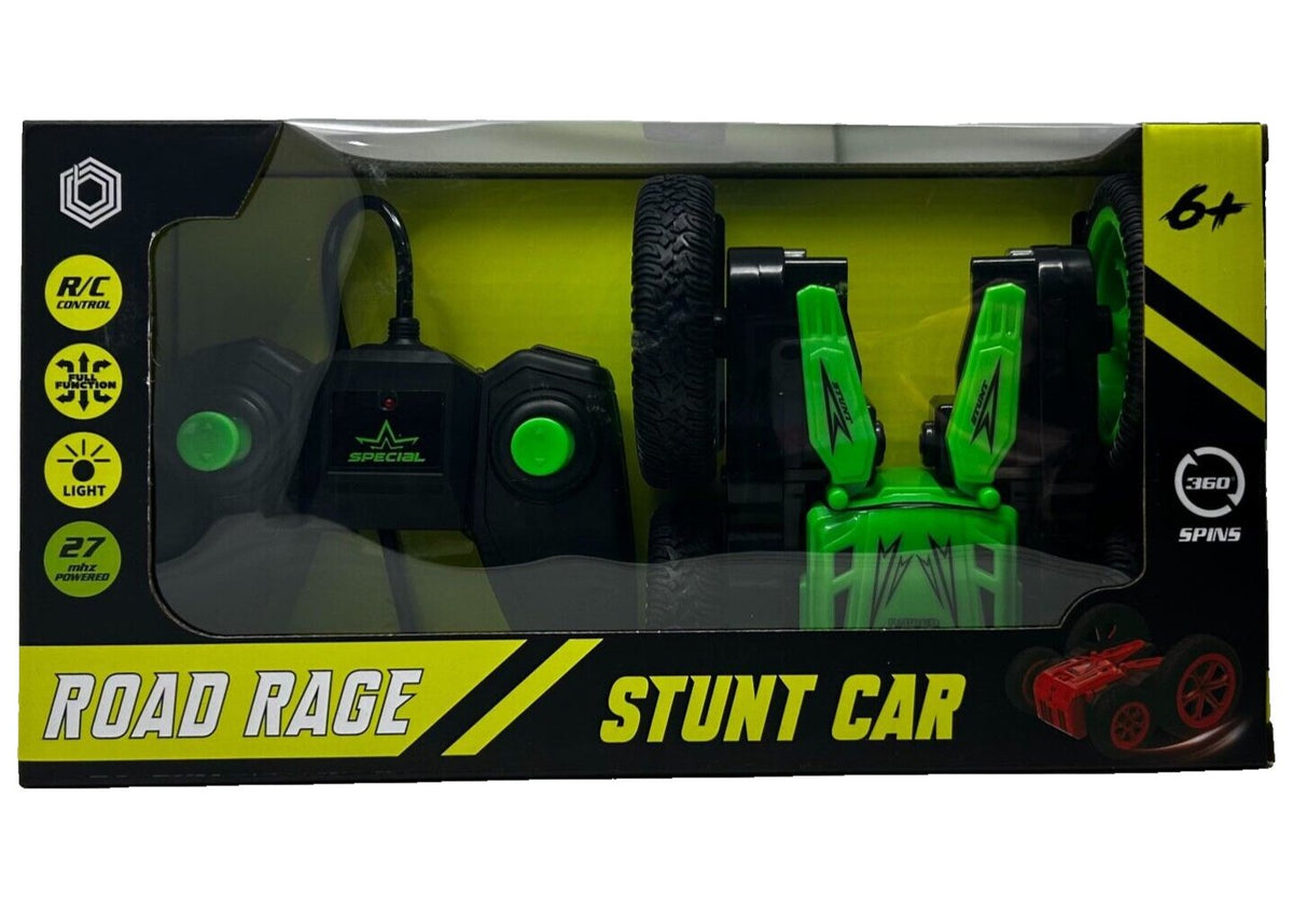 Top Racing Road Rage RC Stunt Car with Lights – Green