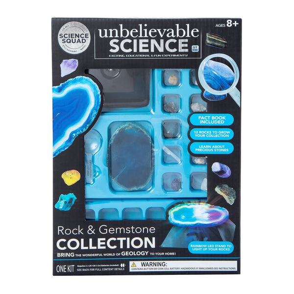 Unbelievable Science Rock & Gemstone Collection with LED Stand