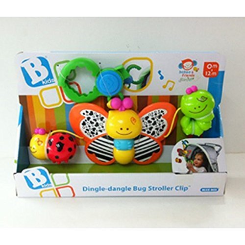 BKids Dingle-Dangle Bug Stroller Clip | Chiming Butterfly Baby Toy