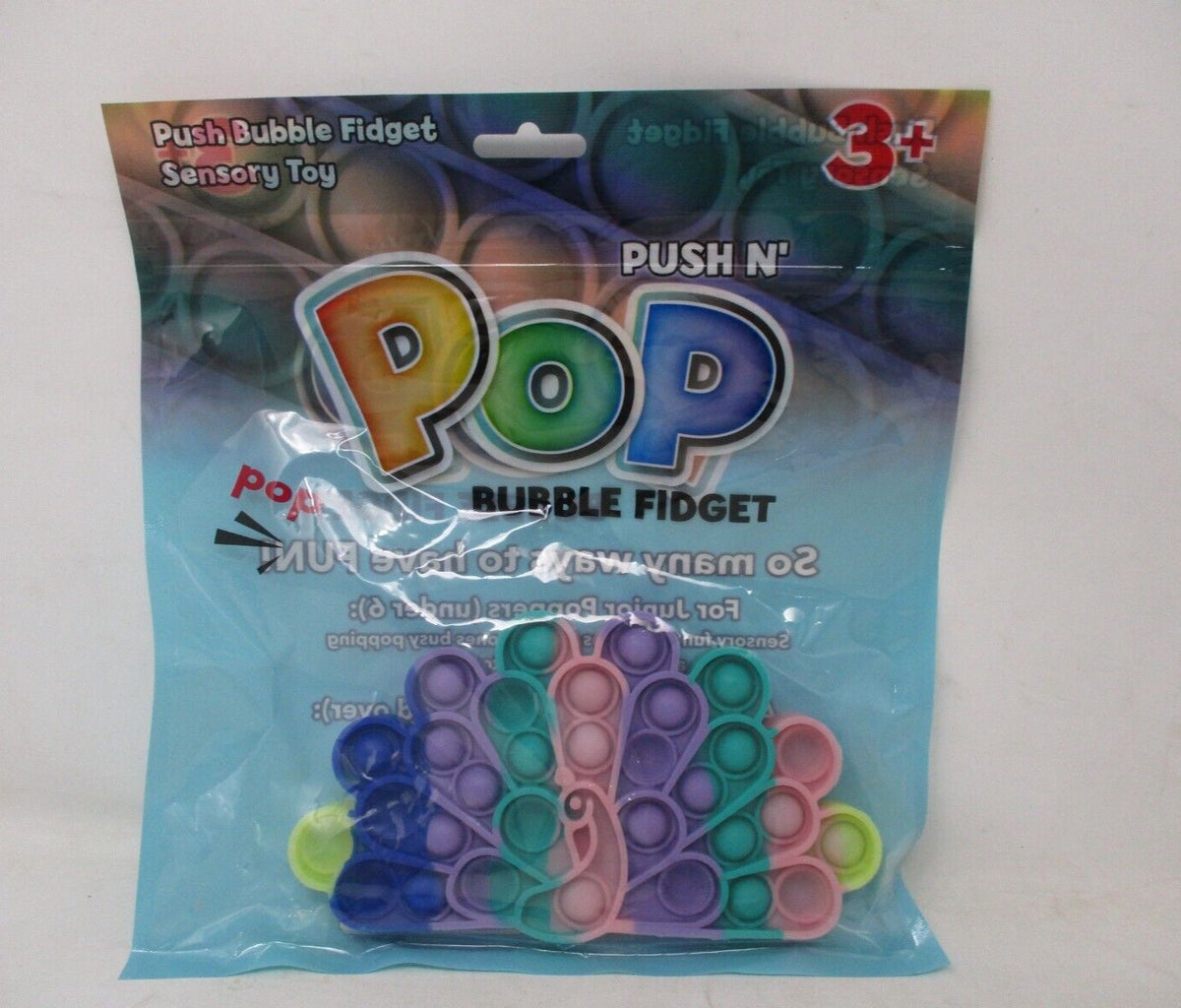 Push N' Pop Peacock Bubble Fidget Sensory Toy for Kids & Adults