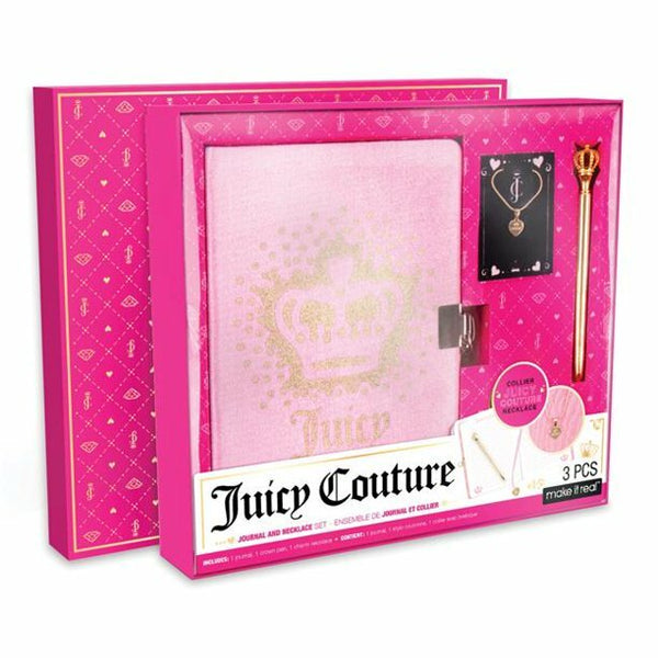 Make It Real Juicy Couture Velvet Journal & Charm Necklace Set