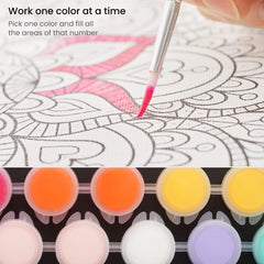 Arteza Paint by Number Kit for Adults – Mandala, 12x16 In, 21 Pieces