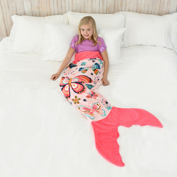 Your Zone Butterfly Blankie Tail Wearable Blanket for Kids – Pink