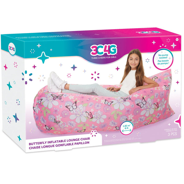 Three Cheers for Girls Pink Butterfly Inflatable Lounge Chair