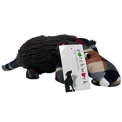 Patchwork Pet Plaid Nose Warthog 10" Plush Squeaker Dog Toy