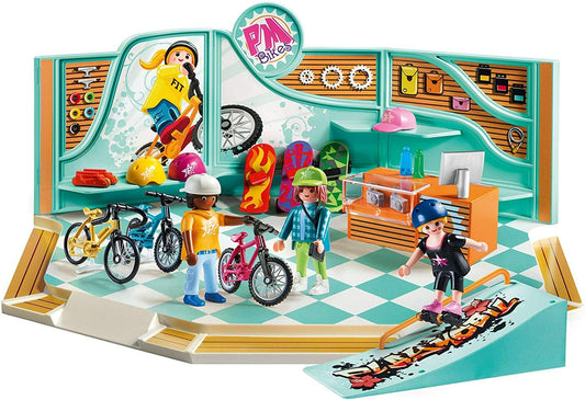 PLAYMOBIL Bike & Skate Shop — 3-Figure Playset with Ramp