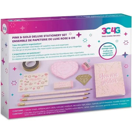 Make It Real Pink & Gold Deluxe Stationery Kit for Girls