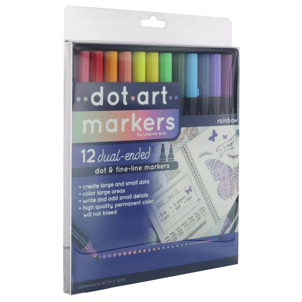 Leisure Arts Rainbow Dot Markers – Dual-Ended Set of 12