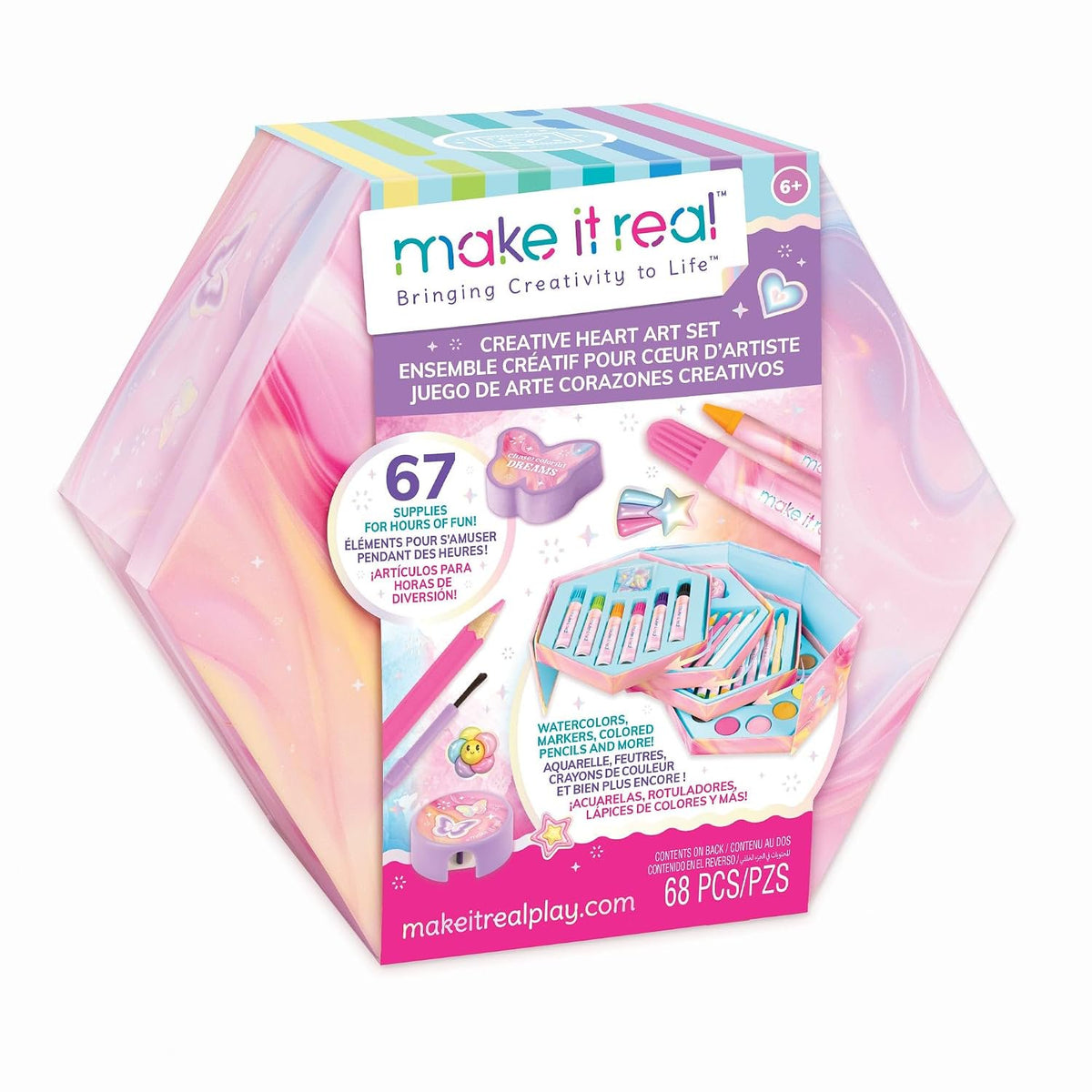 Make It Real Creative Heart Art Set – 68-Piece Studio Kit