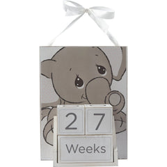 Precious Moments Elephant Baby Milestone Photo Block & Wall Display Set