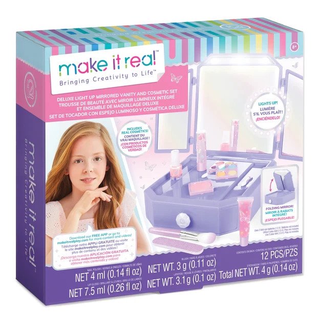 Make It Real Deluxe Light-Up Mirrored Vanity & Cosmetic Set