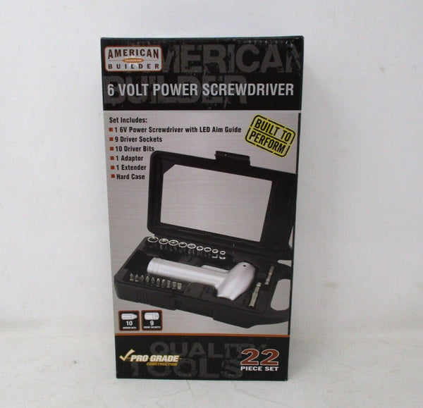 American Builder 6V Power Screwdriver Set with LED Guide – 22pc