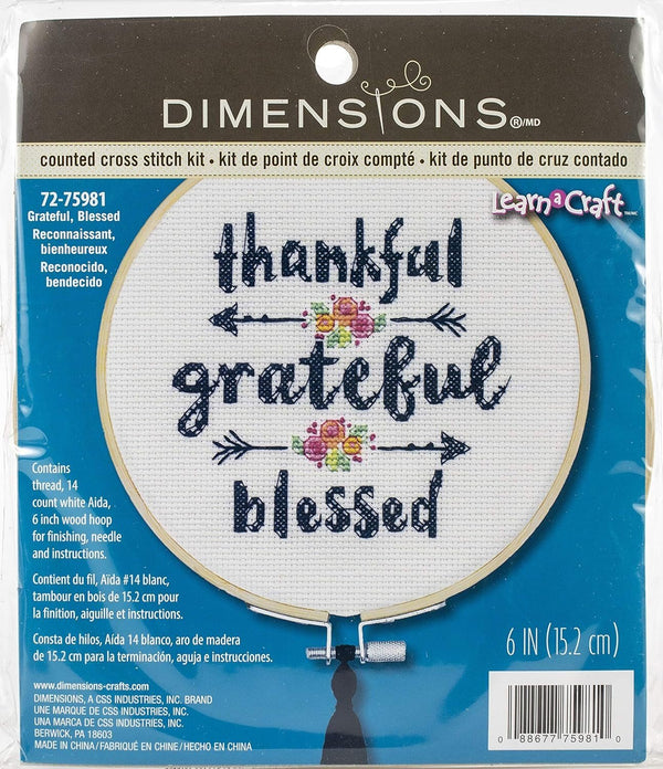 Dimensions Grateful & Blessed Counted Cross Stitch Kit with 6"