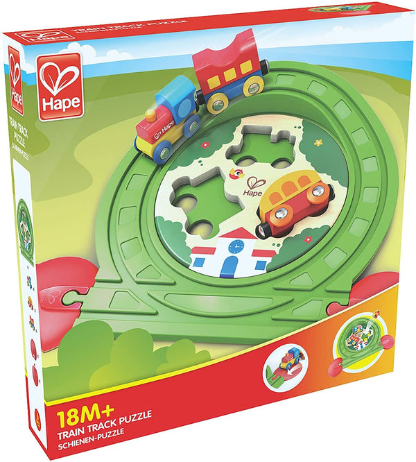 Hape 2-in-1 Wooden Train Track & Puzzle Set for Toddlers