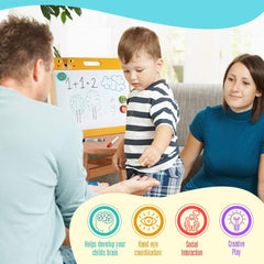 Toy Chest Kids Wooden Tabletop Easel with Whiteboard & Chalkboard