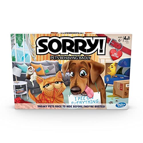 Sorry! Pets Behaving Badly Edition – Animal Board Game for Families
