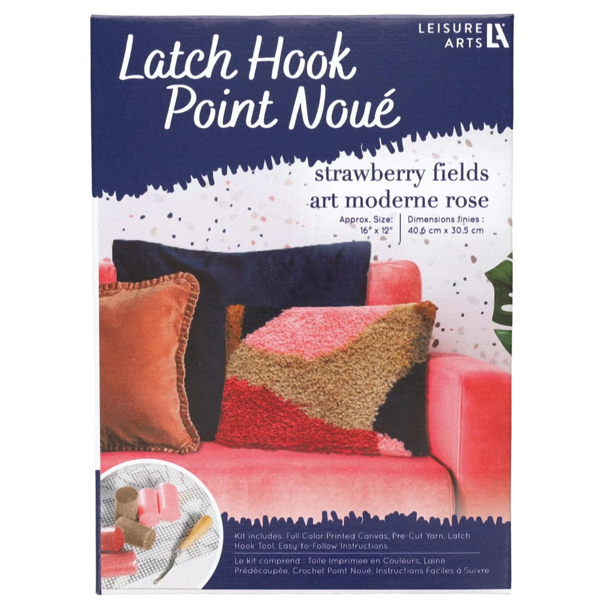 Leisure Arts Strawberry Fields Latch Hook Kit, 12" x 16"