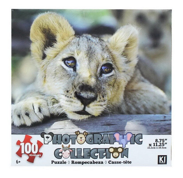 KI Puzzles Lion Cub 100-Piece Photographic Jigsaw Puzzle