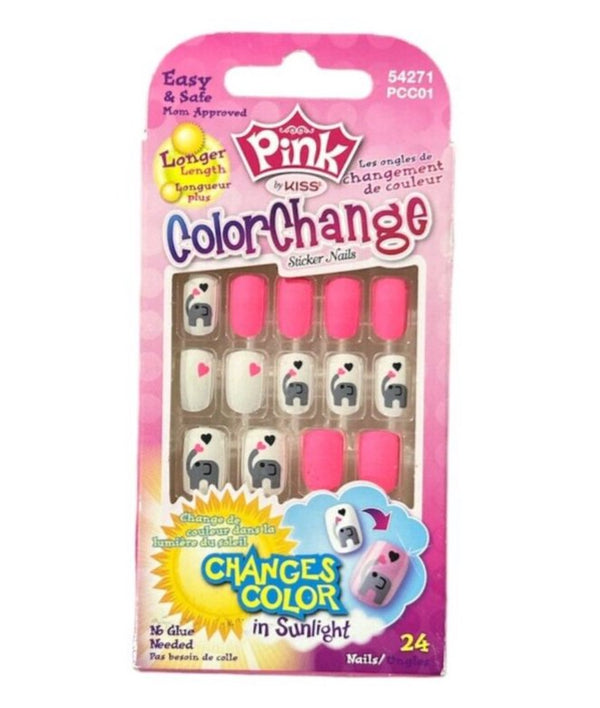 Kiss Pink Color Change Sticker Nails – No Glue Needed