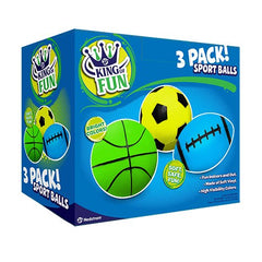 King of Fun Neon Sport 3-Pack | Basketball, Football & Soccer Ball