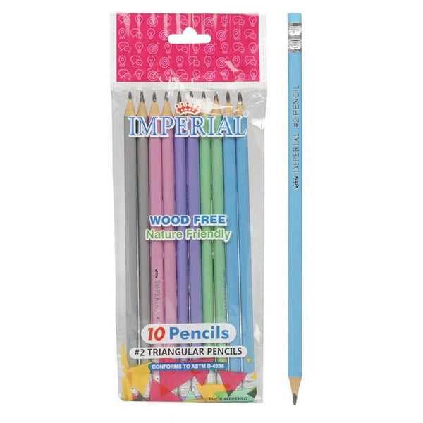 Imperial Triangular Pre-Sharpened Pencils | Pastel Colors | 10-Pack