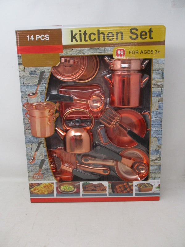 Global USA 14-Piece Copper Play Kitchen Set for Kids