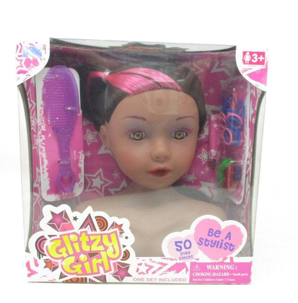 KS Toys Glitzy Girl Styling Head – 50-Piece Hair Play Set