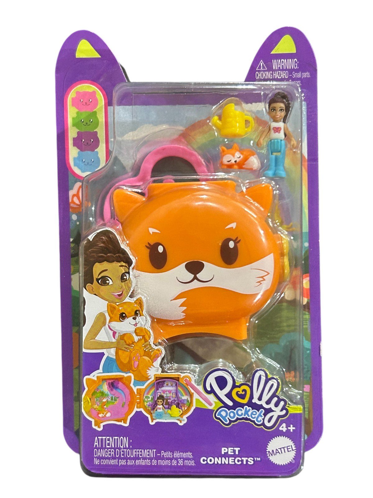 Mattel Polly Pocket Cuddly Toys Cat Compact Playset with Micro Doll