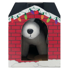 Beverly Hills Teddy Bear Santa Paws 7" Black & White Plush Dog with House