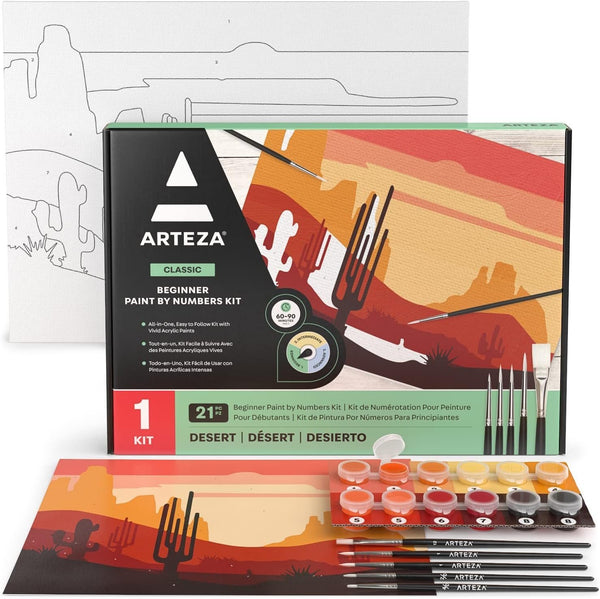Arteza Desert Paint by Number Kit for Adults, 12x16 In, 21 Pieces
