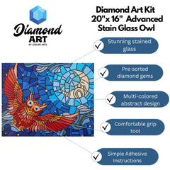 Leisure Arts Diamond Art – Stained Glass Owl 16x20 Kit