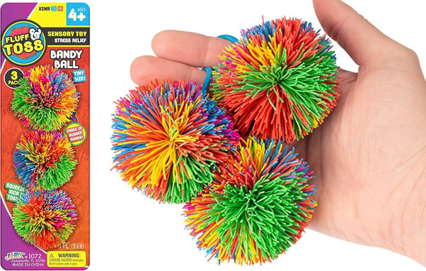 JA-RU Mini Stringy Fidget Balls – Rainbow 3-Pack