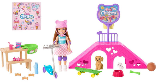 Barbie Chelsea Skate Park Playset with Puppies & 15+ Accessories