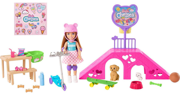 Barbie Chelsea Skate Park Playset with Puppies & 15+ Accessories