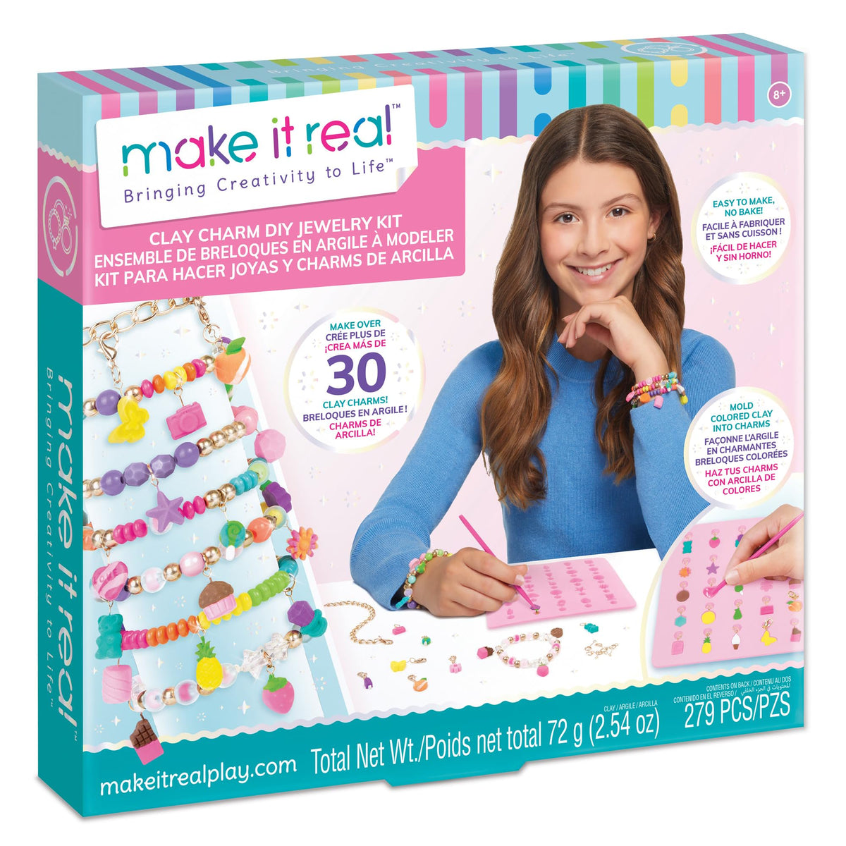 Make It Real Clay Charm DIY Jewelry Kit – 30+ No-Bake Charms