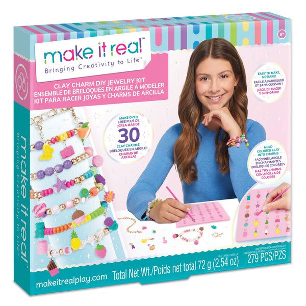 Make It Real Clay Charm DIY Jewelry Kit – 30+ No-Bake Charms